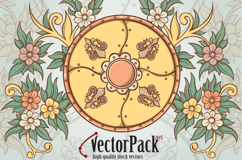 Shield and Floral Vector Element
